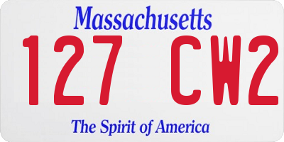 MA license plate 127CW2