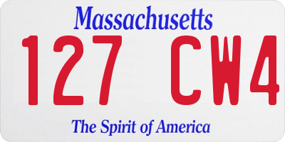 MA license plate 127CW4