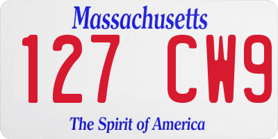 MA license plate 127CW9