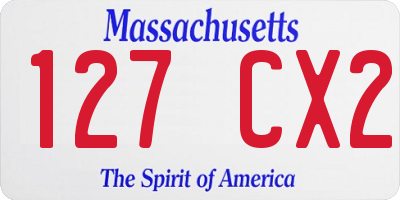 MA license plate 127CX2