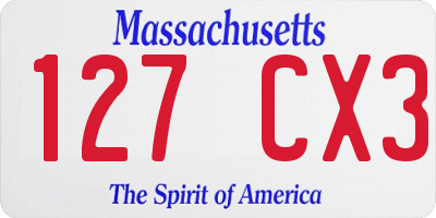 MA license plate 127CX3