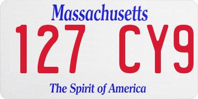 MA license plate 127CY9