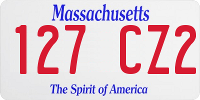 MA license plate 127CZ2