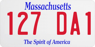 MA license plate 127DA1