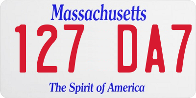 MA license plate 127DA7