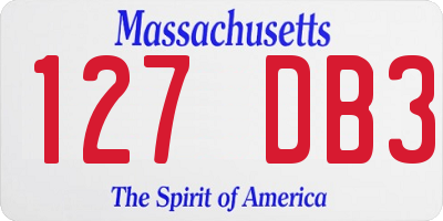 MA license plate 127DB3