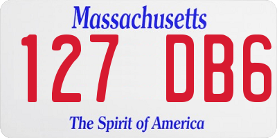MA license plate 127DB6