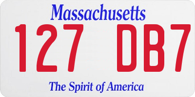 MA license plate 127DB7