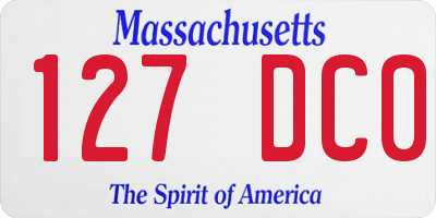 MA license plate 127DC0