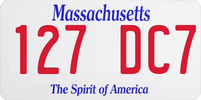 MA license plate 127DC7