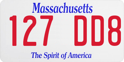 MA license plate 127DD8