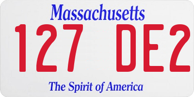 MA license plate 127DE2