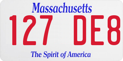 MA license plate 127DE8