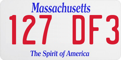 MA license plate 127DF3