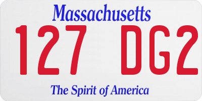 MA license plate 127DG2