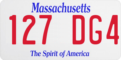 MA license plate 127DG4