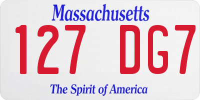 MA license plate 127DG7