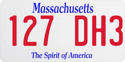 MA license plate 127DH3