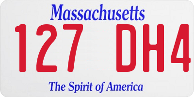 MA license plate 127DH4