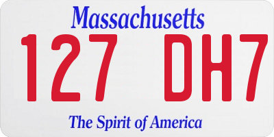 MA license plate 127DH7