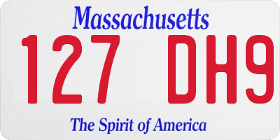 MA license plate 127DH9
