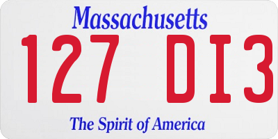MA license plate 127DI3