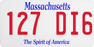 MA license plate 127DI6