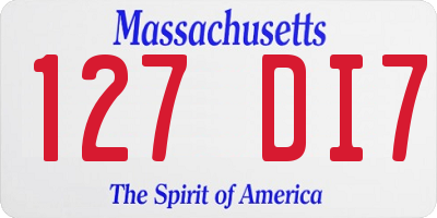 MA license plate 127DI7
