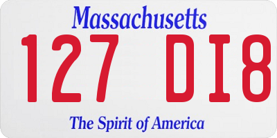 MA license plate 127DI8