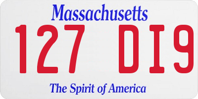 MA license plate 127DI9