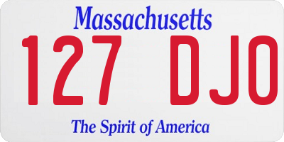 MA license plate 127DJ0