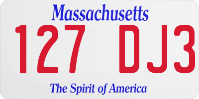 MA license plate 127DJ3