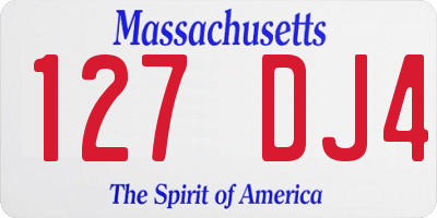 MA license plate 127DJ4