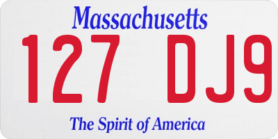 MA license plate 127DJ9
