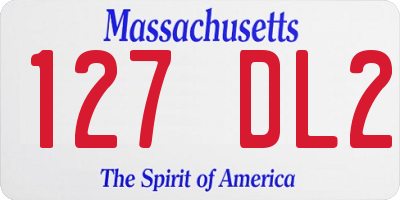 MA license plate 127DL2
