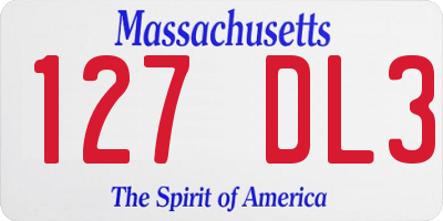 MA license plate 127DL3