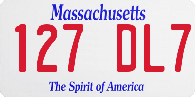 MA license plate 127DL7