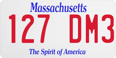 MA license plate 127DM3