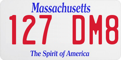 MA license plate 127DM8