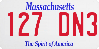 MA license plate 127DN3