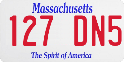 MA license plate 127DN5
