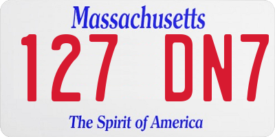 MA license plate 127DN7