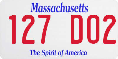MA license plate 127DO2