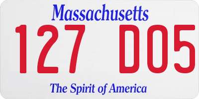 MA license plate 127DO5