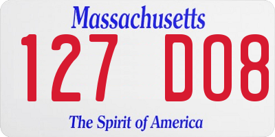 MA license plate 127DO8