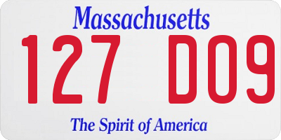 MA license plate 127DO9
