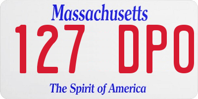 MA license plate 127DP0