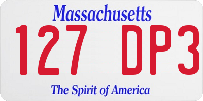 MA license plate 127DP3