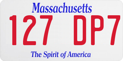 MA license plate 127DP7
