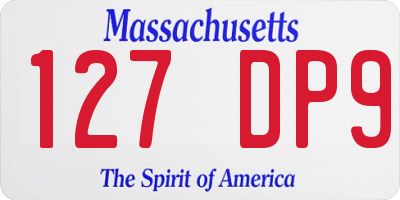 MA license plate 127DP9